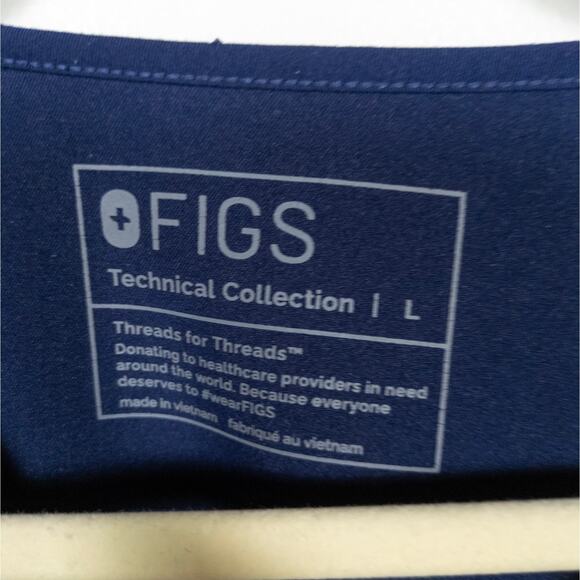 FIGS Navy Blue Catarina One-Pocket Scrub Top Short Sleeve Women's Large - Picture 4 of 6